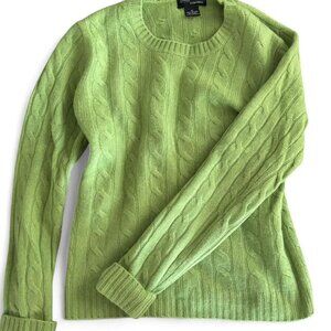 green 100% GRACE cashmere winter knit sweater